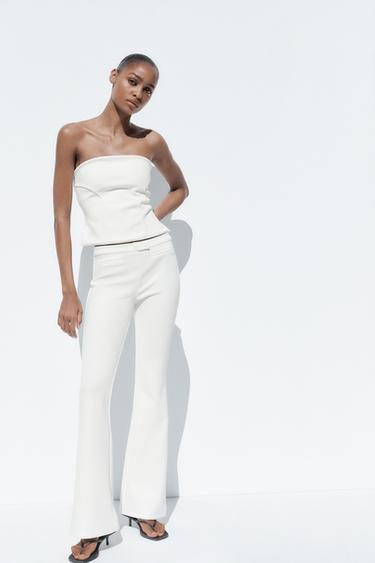 STRETCH FLARE TROUSERS - White by Zara - Image 0