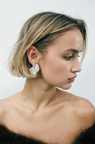 CONTRAST RHINESTONE EARRINGS - Gold / Silver by Zara