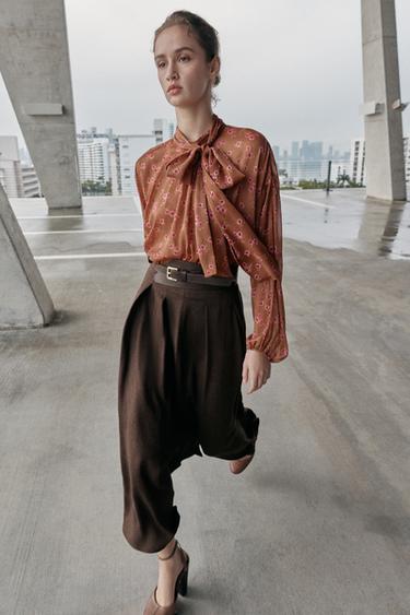 PRINTED SHIRT WITH BOW - Multicoloured by Zara