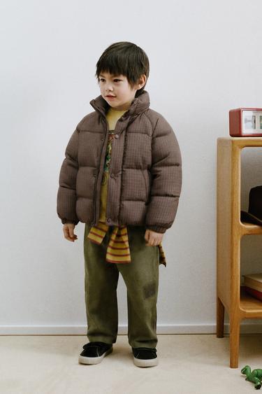 CHECK QUILTED COAT - Brown by Zara