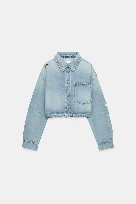 TRF CROPPED DENIM OVERSHIRT - Light blue by Zara - Image 0