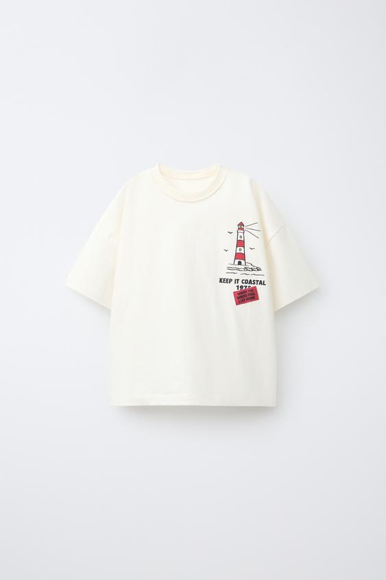 LIGHTHOUSE PRINT T-SHIRT - Ecru by Zara - Image 0