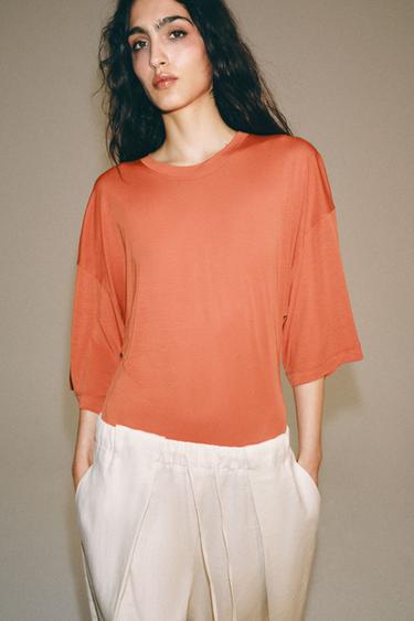 SHORT SLEEVE BODYSUIT - Burnt orange by Zara