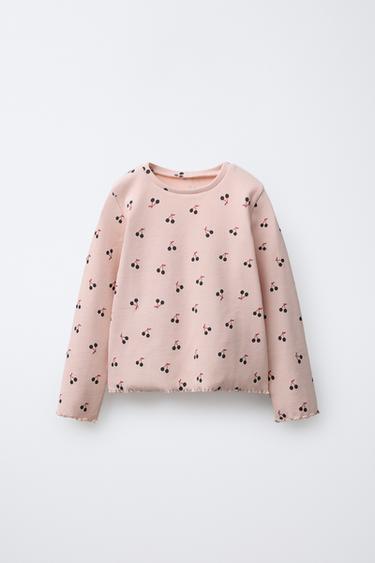 PRINTED RIBBED T-SHIRT - Pink by Zara - Image 0