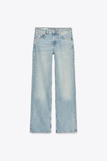 TRF WIDE-LEG MID-WAIST JEANS - Faded blue by Zara