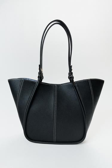 TOPSTITCHED MINI TOTE BAG - Black by Zara