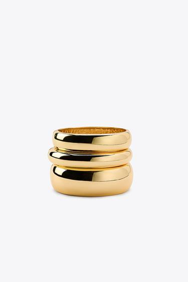 PACK OF 3 RIGID METAL BRACELETS - Golden by Zara - Image 0