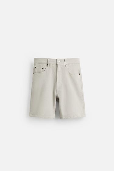 REGULAR FIT DENIM BERMUDA SHORTS - Stone by Zara