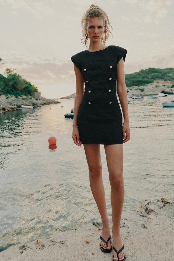 SHORT DRESS WITH FROG FASTENING - Black by Zara - Image 0