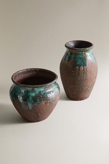 TERRACOTTA DRIP VASE - Khaki by Zara