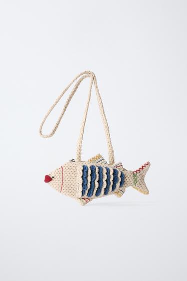 CROCHET FISH CROSSBODY BAG - Blue by Zara