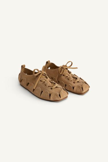 LEATHER CAGE SANDALS LIMITED EDITION - Beige by Zara
