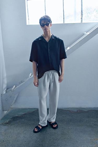 100% LYOCELL RELAXED FIT TROUSERS - Pearl grey by Zara
