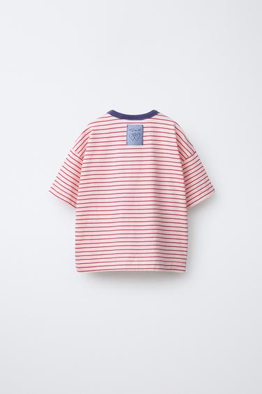 ORFAYO © STRIPED T-SHIRT - Ecru / Red by Zara