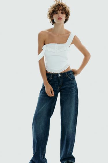 TOP WITH EMBELLISHED TRIM - White by Zara
