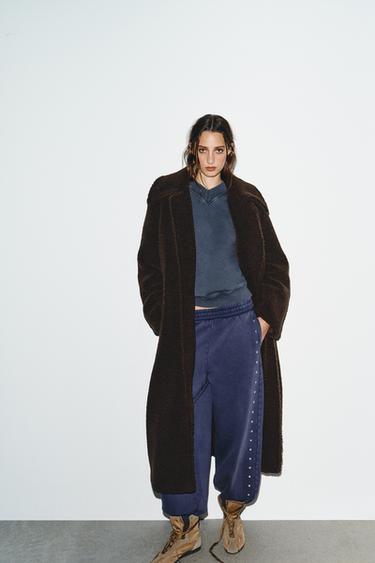 FAUX SHEARLING COAT - Dark brown by Zara