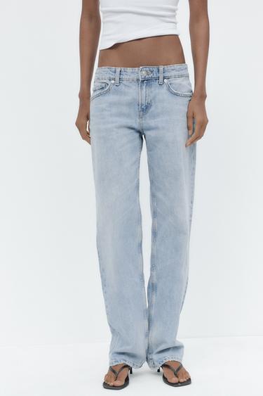 TRF STRAIGHT LOW-RISE JEANS - Light blue by Zara