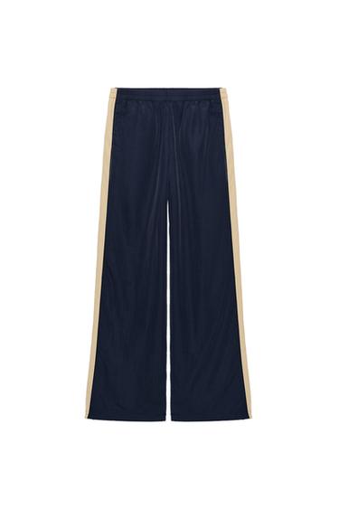NYLON TROUSERS WITH SIDE TAPING - Navy blue by Zara