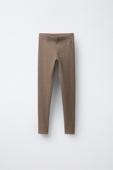 RIBBED LEGGINGS WITH LABEL - Tan marl by Zara