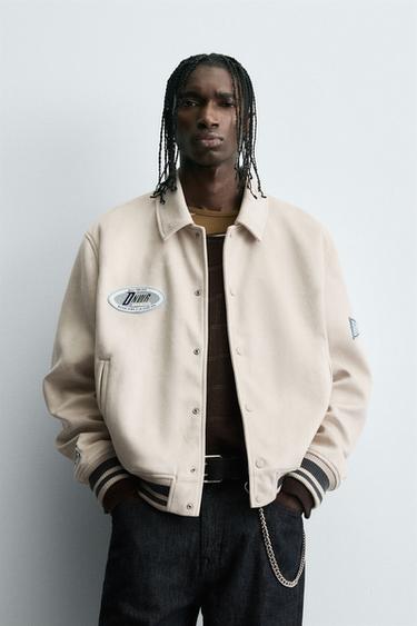 FAUX SUEDE JACKET WITH PATCH AND EMBROIDERY DETAIL - Ecru by Zara