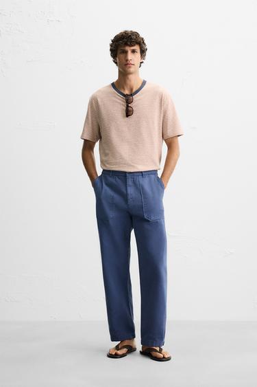 STRAIGHT-LEG CANVAS TROUSERS - Blue by Zara - Image 0