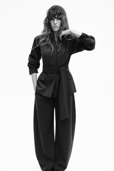 ZW COLLECTION BALLOON TROUSERS WITH WOOL - Dark grey by Zara