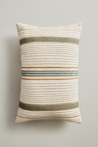 STRIPED CUSHION COVER - Ecru by Zara
