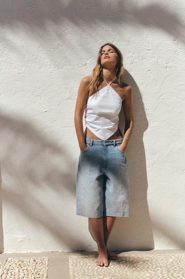 MID-WAIST DENIM BERMUDA JORTS - Blue by Zara - Image 0