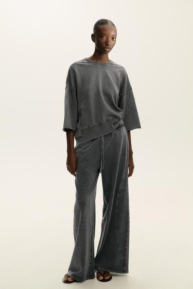 WASHED EFFECT TROUSERS - Dark grey by Zara