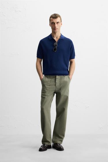 RIBBED KNIT POLO SHIRT - Ink blue by Zara - Image 0