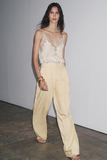 ZW COLLECTION LACE CAMISOLE TOP - Oyster-white by Zara