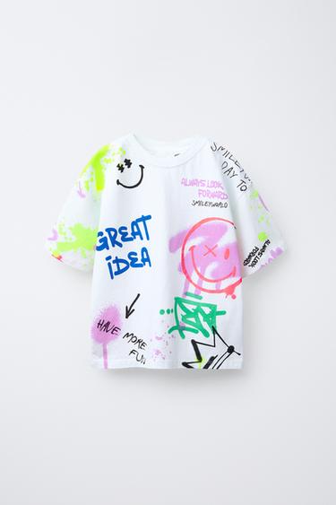 SMILEYWORLD ® GRAFFITI PRINT T-SHIRT - White by Zara - Image 0