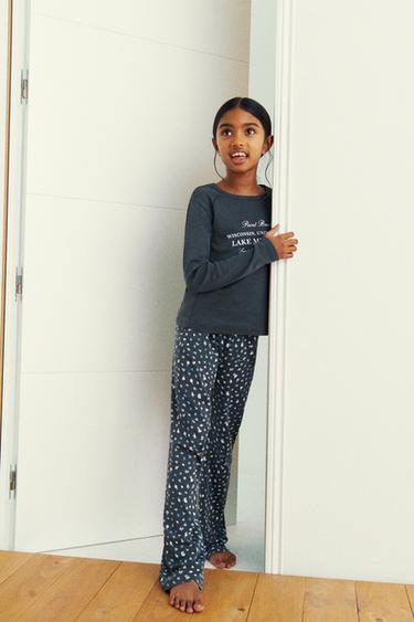 AGES 6-14 / TEXT AND FLORAL PYJAMAS - Anthracite grey by Zara