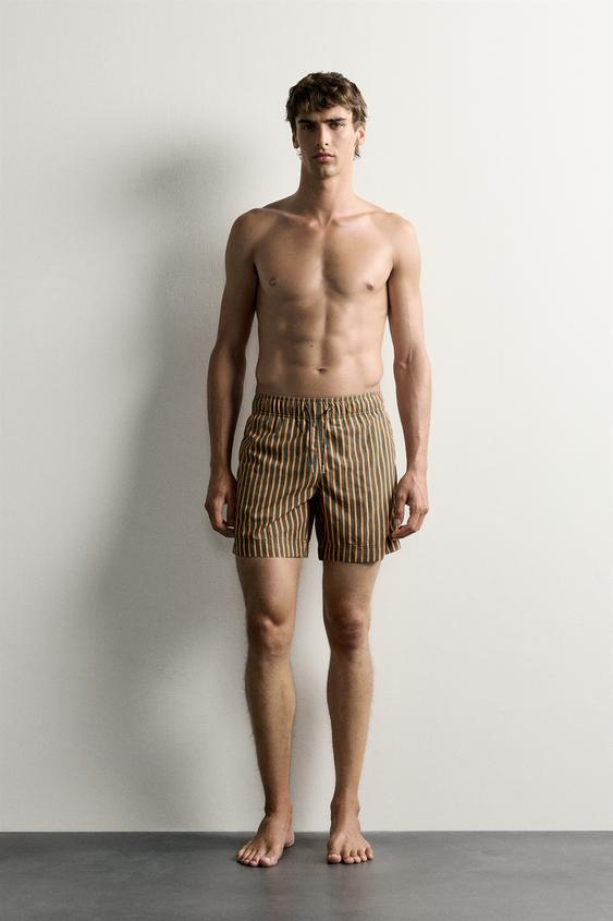 STRIPED MID-LENGTH SWIMMING TRUNKS - Multicoloured by Zara - Image 0