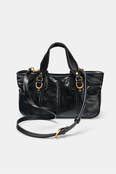 HANDBAG WITH METAL DETAILS - Black by Zara