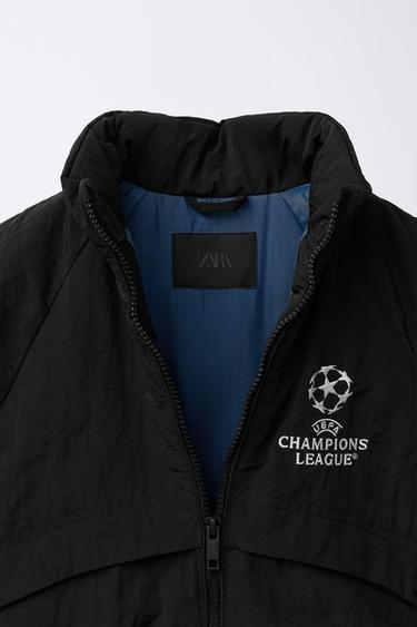WATER-REPELLENT JACKET WITH HIDDEN HOOD UEFA CHAMPIONS LEAGUE ® - Black by Zara