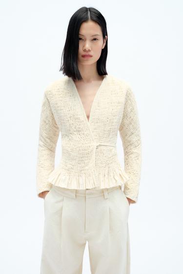 WIDE-LEG TROUSERS WITH BELT X FANGLU LIN - Ecru by Zara