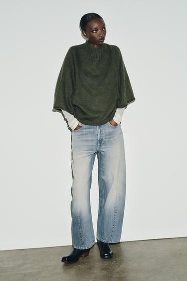 KNIT WIDE SLEEVE JUMPER - Mid-green by Zara