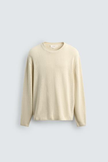 REGULAR FIT COTTON-LINEN JUMPER - Ecru by Zara