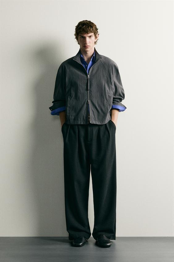 FLOWING CROPPED FIT JACKET - Anthracite grey by Zara - Image 0