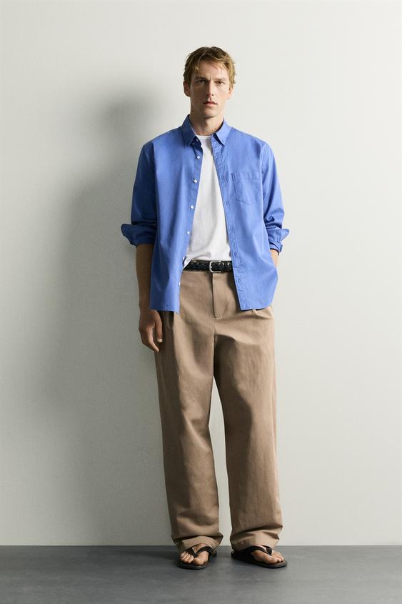 RELAXED FIT PLEATED TROUSERS - Beige by Zara - Image 0