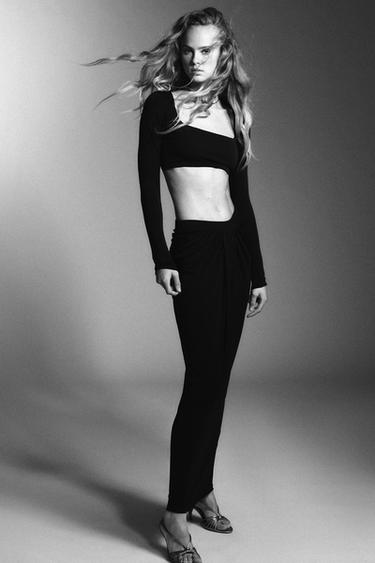 CREPE CROP TOP - Black by Zara