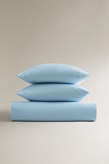 (200 THREAD COUNT) COTTON PERCALE DUVET COVER - Light blue by Zara