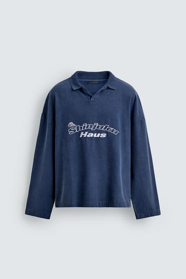 EMBROIDERED TEXTURED POLO SHIRT - Blue / Grey by Zara