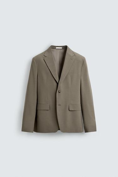 TEXTURED SUIT BLAZER - Brown / Taupe by Zara