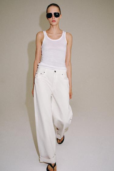 ZW COLLECTION MID-WAIST BAGGY JEANS - Oyster-white by Zara