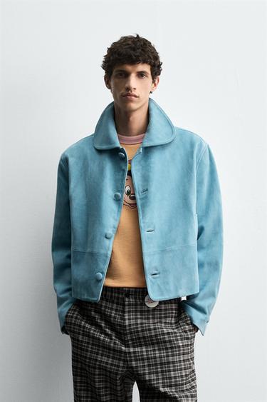 SUEDE LEATHER JACKET HARRY LAMBERT FOR ZARA X DISNEY - Blue by Zara