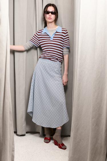 STRIPED KNIT POLO SHIRT - Blue/White by Zara