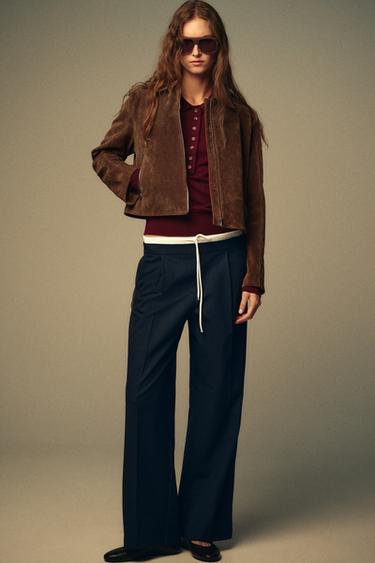 WIDE-LEG TROUSERS WITH DOUBLE WAISTBAND - Stripes by Zara