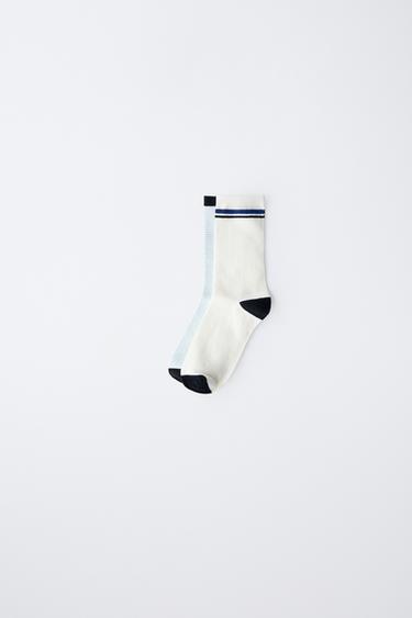 2-PACK OF LOGO AND STRIPE SOCKS - Blue by Zara